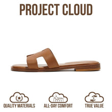Project Cloud 100% Genuine Leather Sandals for Women 2026 - Fashion Flat Womens Sandals with Memory Foam Insole Slides Sandals Women Footwear - Mules Women's Sandals (Jannel,Cogn, 8)
