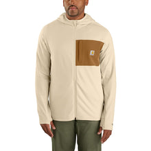 Carhartt Men's Force Relaxed Fit Full-Zip Long-Sleeve Hooded T-Shirt, Oat Milk, Medium