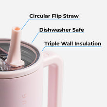 HydroJug Traveler - 20 oz Water Bottle with Handle & Flip Straw - Fits in Cup Holder, Leak Resistant Tumbler-Reusable Insulated Stainless Steel & Rubber Base - Gifts for Women & Men, Belle