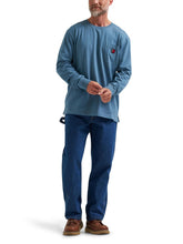 Wrangler Riggs Workwear Men's Long Sleeve Crew Tee, Blue, Medium
