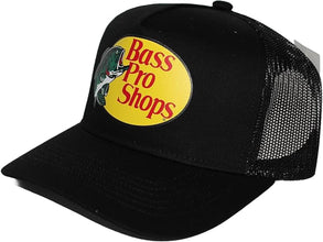 Authentic Bass Original Fishing Hunting Pro Mesh Back Trucker Hat - Men & Women Outdoor Activity & Travel Ultimate Accessory (US, Alpha, One Size, Black)