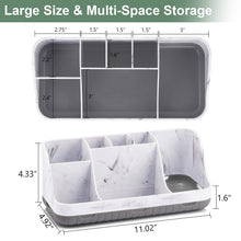 GFWARE Marble Bathroom Countertop Organizer - Detachable 7 Slots Kids Electric Toothbrush and Toothpaste Holde Drainage for Bathroom Accessories Organization Counter Vanity Storage, Grey