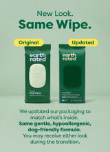 Earth Rated Dog Wipes, Hypoallergenic, 3-in-1 Cleaning and Hydrating, for Grooming Paws, Body and Butt, Lavender Scented, 100 Count