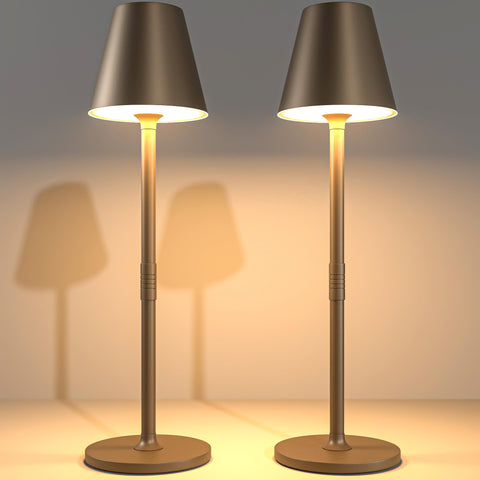 2 Pack LED CordlessTable Lamp,4000mAh Rechargeable Battery Desk lamp,3 Level Brightness Portable Night Light, Minimalist Design, for Couple Dinner/Coffee Table/Restaurant/Bedroom(2Pack Khaki)