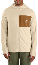 Carhartt Men's Force Relaxed Fit Full-Zip Long-Sleeve Hooded T-Shirt, Oat Milk, Medium