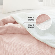 blunique Heated Blanket Electric Throw Waffle, 50x60 Inches Sherpa Fleece Fast Heating Blanket 6 Heating Levels & 4 Hours Auto Off ETL Certification, Pink Throw