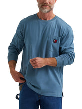 Wrangler Riggs Workwear Men's Long Sleeve Crew Tee, Blue, Medium