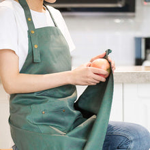MORNITE Cotton Art Aprons for Painting Pottery Ceramics, Artist Apron Mens Women Kitchen Cooking Smock Waterproof Green