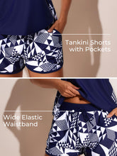 Summer Mae Blouson Tankini Swimsuits for Women 2026 Tummy Control Two Piece Bathing Suits with Sporty Pockets Swim Shorts Cube Size 12