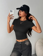Zeagoo Women Crewneck Slim Fitted Short Sleeve T Shirts Cute Stretchy Bodycon Basic Tee Tops