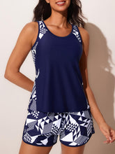Summer Mae Blouson Tankini Swimsuits for Women 2026 Tummy Control Two Piece Bathing Suits with Sporty Pockets Swim Shorts Cube Size 12