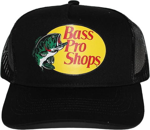 Authentic Bass Original Fishing Hunting Pro Mesh Back Trucker Hat - Men & Women Outdoor Activity & Travel Ultimate Accessory (US, Alpha, One Size, Black)