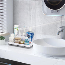 GFWARE Marble Bathroom Countertop Organizer - Detachable 7 Slots Kids Electric Toothbrush and Toothpaste Holde Drainage for Bathroom Accessories Organization Counter Vanity Storage, Grey