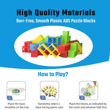 64 Pcs Stacking Tower Game with 22 Cards, Giant Tumble Balance Game for Kids, Family Games for Kids and Adults, Easter Gifts for Teen Boys & Girls, Party Board Game for Kids 6-12 & Adults