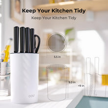 OOU Universal Knife Block Holder - Round Kitchen Knife Storage Unique Slot Design to Protect Blades, Space Saver Knife Organizer Detachable for Easy Cleaning, White