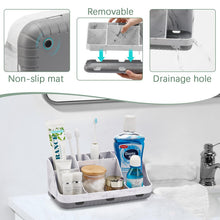 GFWARE Marble Bathroom Countertop Organizer - Detachable 7 Slots Kids Electric Toothbrush and Toothpaste Holde Drainage for Bathroom Accessories Organization Counter Vanity Storage, Grey