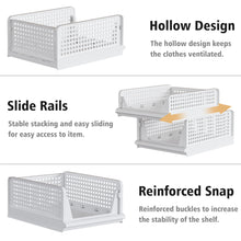 Proarea Stackable Plastic Storage Basket Closet Organizer Bin Foldable Clothes Organizer Storage Drawer Shelf Container for Living Room Bathroom Kitchen Office