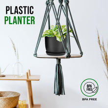 Lifemaster Plant Pots with Multi Drainage Holes - 5 Pieces Versatile, Sturdy Plastic, Stackable Design Home Decor Flower Pots for Indoor and Outdoor Gardening - Black