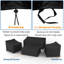 MUTUSHI Patio Furniture Cover Set 4 Piece Outdoor Furniture Cover Waterproof, 600D Heavy Duty Lawn Outdoor Sectional Table and Chair Protection -Black Large