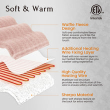 blunique Heated Blanket Electric Throw Waffle, 50x60 Inches Sherpa Fleece Fast Heating Blanket 6 Heating Levels & 4 Hours Auto Off ETL Certification, Pink Throw