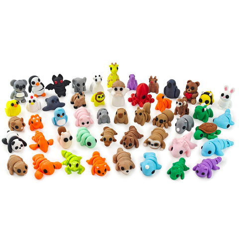 50 pcs Animal Figurines, 3D Printed Animal Figurines Set, Articulated, Party Favors, Pocket Fidget Toys Bulk, Goodie Bag Stuffers, Easter Basket Stuffers, for Boys Girls Toddlers, Classroom rewards