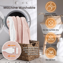 blunique Heated Blanket Electric Throw Waffle, 50x60 Inches Sherpa Fleece Fast Heating Blanket 6 Heating Levels & 4 Hours Auto Off ETL Certification, Pink Throw
