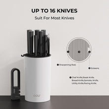 OOU Universal Knife Block Holder - Round Kitchen Knife Storage Unique Slot Design to Protect Blades, Space Saver Knife Organizer Detachable for Easy Cleaning, White