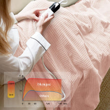 blunique Heated Blanket Electric Throw Waffle, 50x60 Inches Sherpa Fleece Fast Heating Blanket 6 Heating Levels & 4 Hours Auto Off ETL Certification, Pink Throw