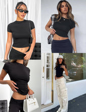 Zeagoo Women Crewneck Slim Fitted Short Sleeve T Shirts Cute Stretchy Bodycon Basic Tee Tops