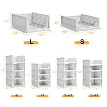 Proarea Stackable Plastic Storage Basket Closet Organizer Bin Foldable Clothes Organizer Storage Drawer Shelf Container for Living Room Bathroom Kitchen Office