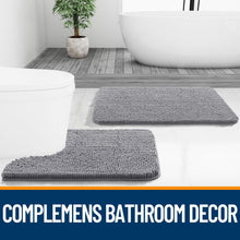 OLANLY Bathroom Rugs 30x20, Extra Soft Absorbent Chenille Bath Rugs, Rubber Backing Quick Dry, Machine Washable Bath Mats for Bathroom Floor, Tub and Shower, Home Decor Accessories, Grey
