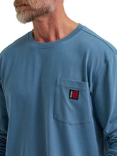 Wrangler Riggs Workwear Men's Long Sleeve Crew Tee, Blue, Medium
