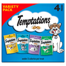 Temptations Classic Crunchy and Soft Cat Treats Feline Favorites Variety Pack, 3 oz. Pouches (Pack of 4)