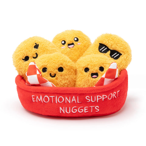 Emotional Support Nuggets by Relatable, Easter Plush Cuddly Stuffed Animals and Toys, Cute Easter Basket Stuffers, Non Candy Easter Gift Basket Ideas, Includes 5 Plushies with Carrying Basket