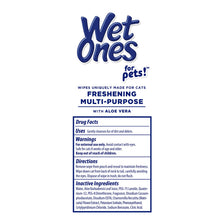 Wet Ones for Cats Freshening Wipes, Multi-Purpose Cat Grooming Wipes with Aloe Vera, Helps Remove Dirt, Odor, and Dander Between Baths, Fresh Scent, 50 Count