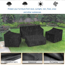 MUTUSHI Patio Furniture Cover Set 4 Piece Outdoor Furniture Cover Waterproof, 600D Heavy Duty Lawn Outdoor Sectional Table and Chair Protection -Black Large