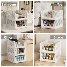 Proarea Stackable Plastic Storage Basket Closet Organizer Bin Foldable Clothes Organizer Storage Drawer Shelf Container for Living Room Bathroom Kitchen Office